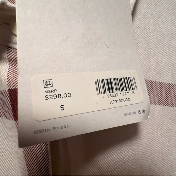 NWT Levi's Made&Crafted WINTER KAFTAN OffWhite Cherry Plaid Heavy Tiered Lined S - Picture 7 of 16